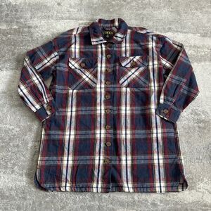 Taxi Shirt Womens XL Plaid Flannel Navy Maroon Button Front Pockets Heavyweight